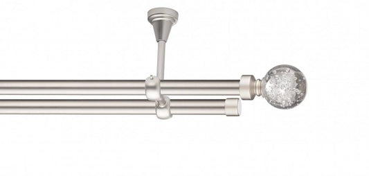 Galerie Metalică Buble, dublă, de tavan, fără inele, 19mm, satin nichel (argintiu mat)