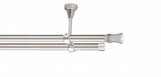 Galerie Metalică Capri, dublă, de tavan, fără inele, 19mm, satin nichel (argintiu mat)
