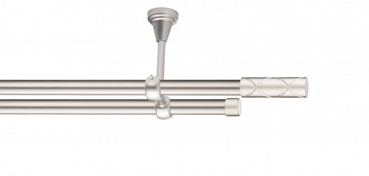 Galerie Metalică Ciel, dublă, de tavan, fără inele, 19mm, satin nichel (argintiu mat)