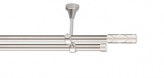 Galerie Metalică Ciel, dublă, de tavan, fără inele, 19mm, satin nichel (argintiu mat)