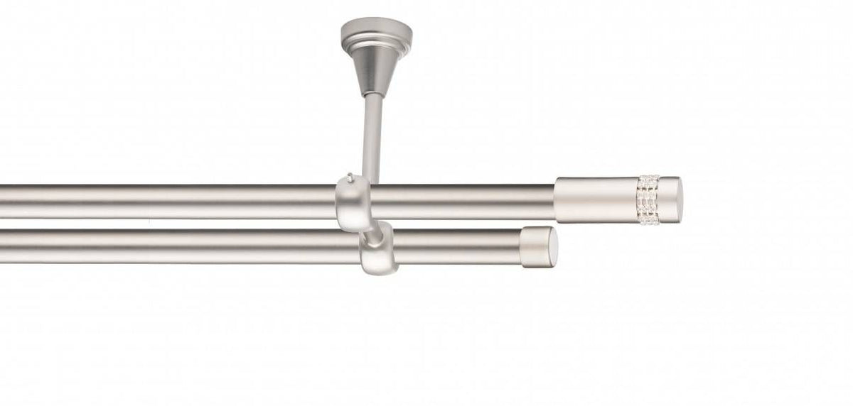 Galerie Metalică Dios, dublă, de tavan, fără inele, 19mm, satin nichel (argintiu mat)