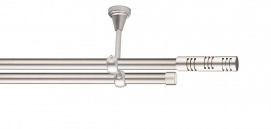 Galerie Metalică Elis, dublă, de tavan, fără inele, 19mm, satin nichel (argintiu mat)