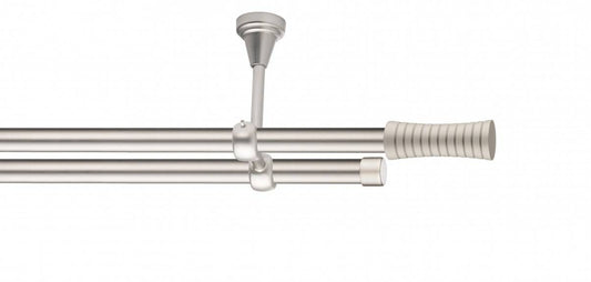 Galerie Metalică Febris, dublă, de tavan, fără inele, 19mm, satin nichel (argintiu mat)