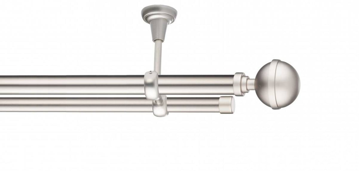 Galerie Metalică Kalisto, dublă, de tavan, fără inele, 19mm, satin nichel (argintiu mat)