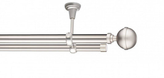 Galerie Metalică Kalisto, dublă, de tavan, fără inele, 19mm, satin nichel (argintiu mat)