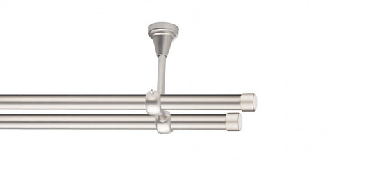 Galerie Metalică Luna, dublă, de tavan, fără inele, 19mm, satin nichel (argintiu mat)