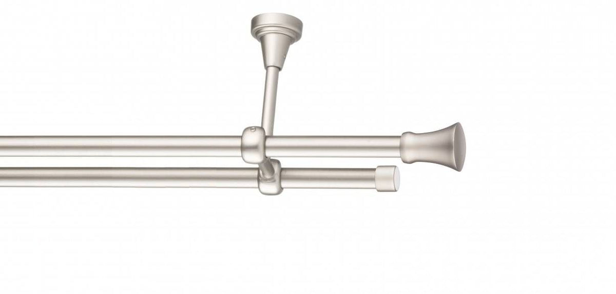 Galerie Metalică Monaco, dublă, de tavan, fără inele, 19mm, satin nichel (argintiu mat)