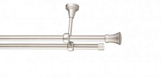 Galerie Metalică Monaco, dublă, de tavan, fără inele, 19mm, satin nichel (argintiu mat)