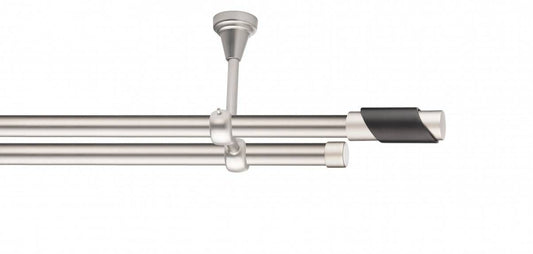 Galerie Metalică Paris, dublă, de tavan, fără inele, 19mm, satin nichel (argintiu mat)
