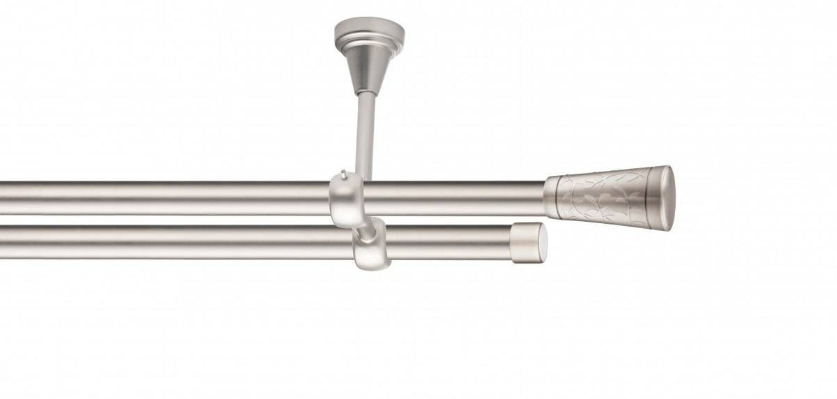 Galerie Metalică Sevilla, dublă, de tavan, fără inele, 19mm, satin nichel (argintiu mat)