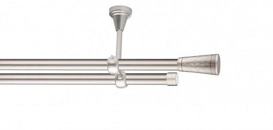 Galerie Metalică Sevilla, dublă, de tavan, fără inele, 19mm, satin nichel (argintiu mat)