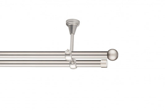 Galerie Metalică Sfera, dublă, de tavan, fără inele, 19mm, satin nichel (argintiu mat)