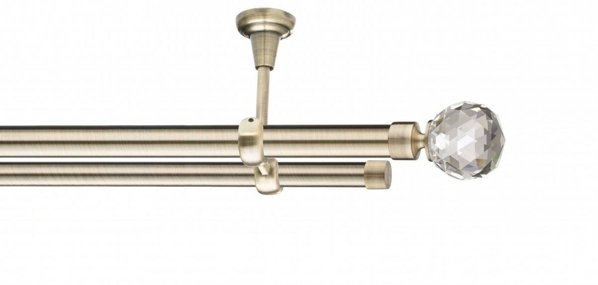 Galerie Metalică Cristal, dublă, de tavan, fără inele, 25mm, antique brass (auriu antic)