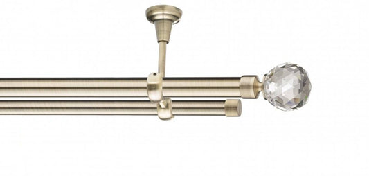 Galerie Metalică Cristal, dublă, de tavan, fără inele, 25mm, antique brass (auriu antic)