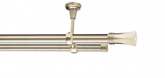 Galerie Metalică Malaga, dublă, de tavan, fără inele, 25mm, antique brass (auriu antic)