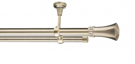 Galerie Metalică Montana, dublă, de tavan, fără inele, 25mm, antique brass (auriu antic)