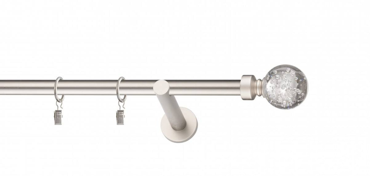 Galerie metalica Buble simpla moderna 19mm x 1.6m, satin nichel (argintiu mat)