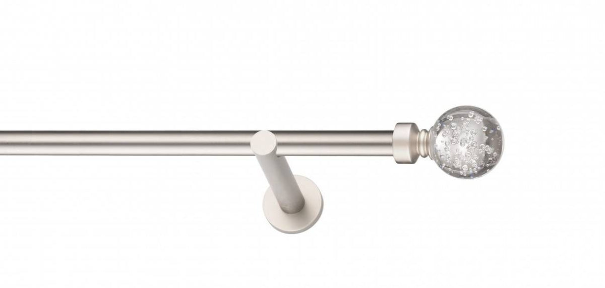 Galerie Metalică Buble, simplă, modern, fără inele, 19mm, satin nichel (argintiu mat)