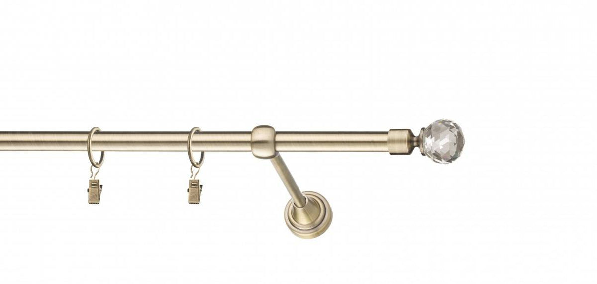 Galerie metalica Cristal simpla 16mm x 1.6m, antique brass (auriu antic)