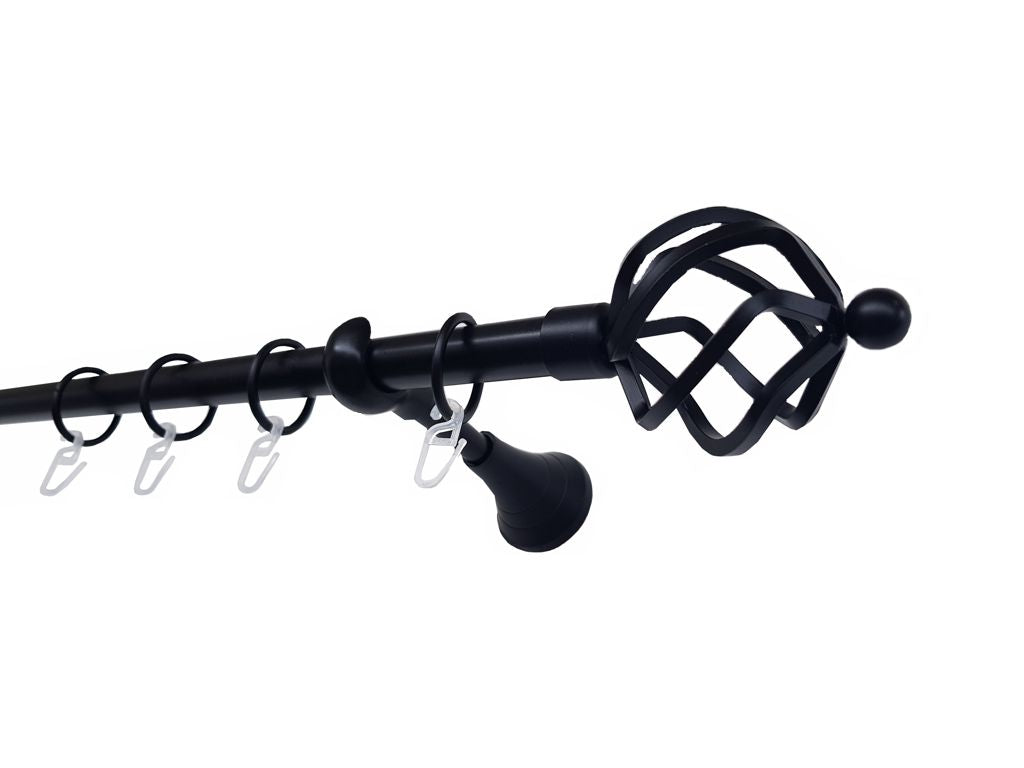 Galerie metalica Torso simpla 19mm x 1.6m, Negru