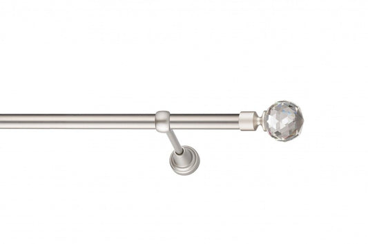 Galerie Metalică Cristal Rotund, simplă, clasic, fără inele, 19mm, satin nichel (argintiu mat)