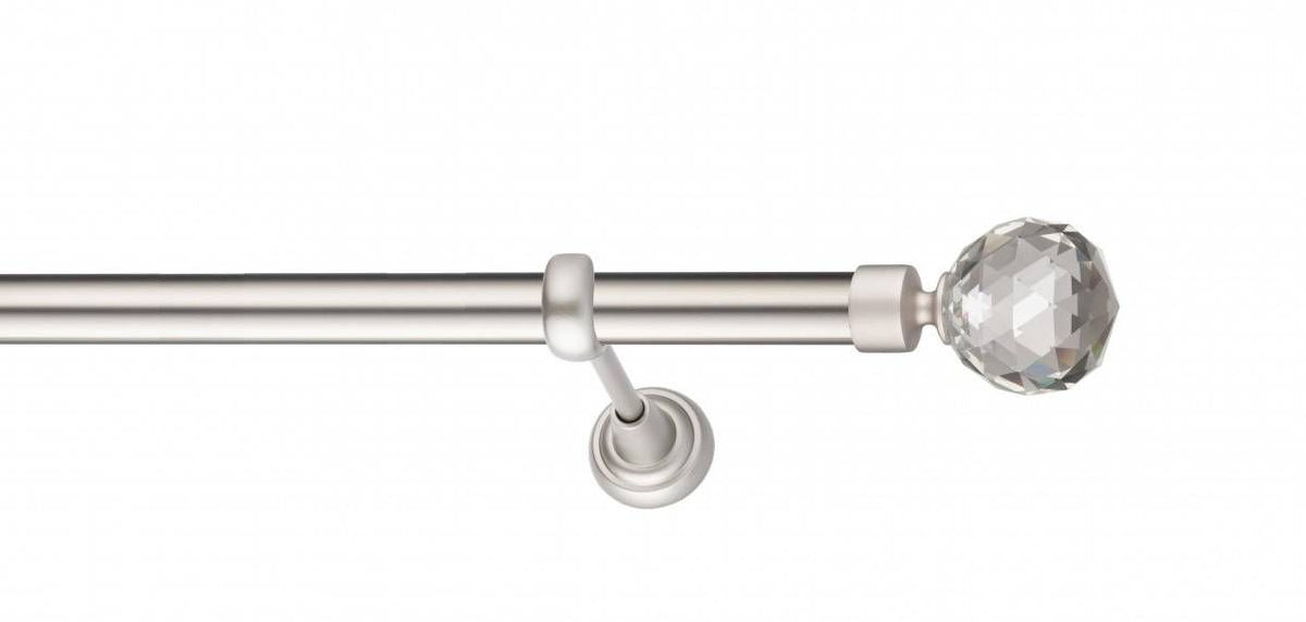 Galerie Metalică Cristal, simplă, clasic, fără inele, 25mm, satin nichel (argintiu mat)