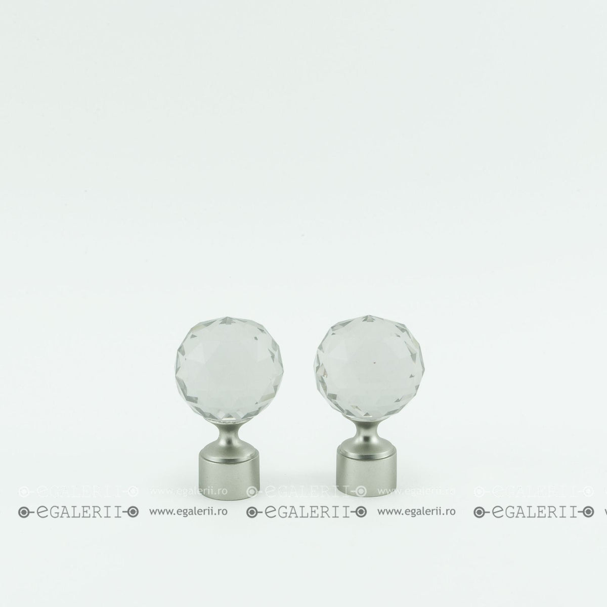 Ornament Rotund Cristal 16mm Satin Nickel x 2 buc